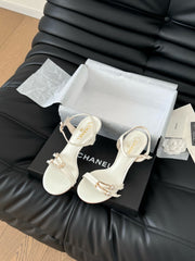 HIGH HEEL 75 MM SANDAL IN WHITE SHEEPSKIN