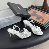 HIGH HEELS SANDALS IN WHITE SHEEPSKIN