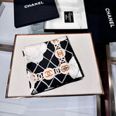 CHANEL 25S SCARF 90 IN CASHMERE SILK 737220