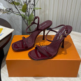 6AM HIGH SANDAL 95 MM IN WINE RED PATENT LAMBSKIN