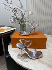 6AM HIGH SANDAL 95 MM IN SILVER LAMBSKIN