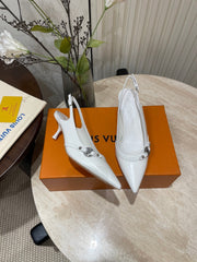 HIGH SLINGBACKS 5 CM IN WHITE CALFSKIN