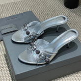 CAGOLE HIGH MULES IN SILVER OIL-WAX SHEEPSKIN