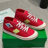 ELIOT SNEAKER IN CHERRY RED CANVAS AND CALFSKIN