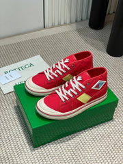 ELIOT SNEAKER IN CHERRY RED CANVAS AND CALFSKIN