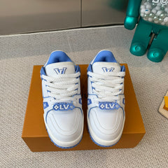 LV TRAINER MAXI SNEAKER IN WHITE MIX OCEAN BLUE CALFSKIN