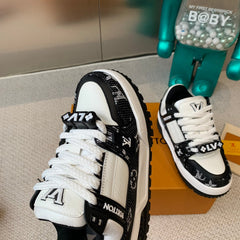 LV TRAINER MAXI SNEAKER IN WHITE MIX BLACK CALFSKIN