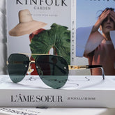 PILOT SUNGLASSES 582589 IN GOLD METAL DARK GREEN LENSES