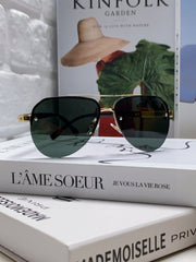 PILOT SUNGLASSES 582589 IN GOLD METAL DARK GREEN LENSES