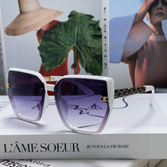 TRIOMPHE SUNGLASS 497829 IN WHITE ACETATE EMBOSSED LOGO