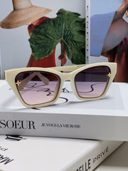 SQUARE SUNGLASSES 581359 IN IVORY ACETATE EMBOSSED MONOGRAM LOGO