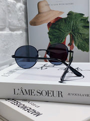 SIGNATURE ROUND SUNGLASS 581383 IN BLACK METAL