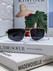 TRIOMPHE SUNGLASS 512999 IN SILVER METAL BLACK LENSES