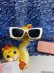 GLIMPSE SUNGLASSES 558346 IN WHITE ACETATE GOLD EMBOSSED LOGO