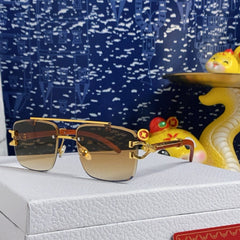 PANTHÈRE SQUARE FRAME SUNGLASSES 559671 IN METAL AND WOODEN