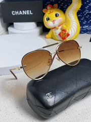 CAT EYE SUNGLASSES 641935 IN GOLD METAL BROWN SMOKE LENSES