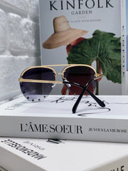 PARTY PILOT SUNGLASSES 567465 IN GOLD METAL GREY SMOKE LENSES