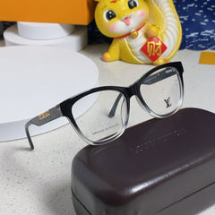 CAT EYE SUNGLASSES 570279 IN BLACK AND CLEAR ACETATE EMBOSSED LOGO