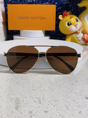 PILOT SUNGLASSES 571634 IN GOLD METAL BROWN LENSES MONOGRAM LOGO