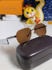 PILOT SUNGLASSES 571634 IN GOLD METAL BROWN LENSES MONOGRAM LOGO