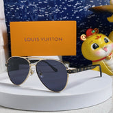 PILOT SUNGLASSES 571635 IN GOLD METAL BLACK LENSES MONOGRAM LOGO