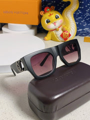 LINK SQUARE SUNGLASSES 570272 IN BLACK ACETATE BLACK LOGO