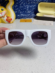 LINK SQUARE SUNGLASSES 570274 IN WHITE ACETATE GOLD LOGO