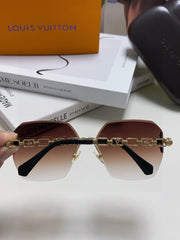 CHAIN SQUARE SUNGLASSES 570260 IN GOLD METAL BROWN SMOKE LENS