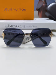 CHAIN SQUARE SUNGLASSES 570261 IN GOLD METAL BLACK LENS