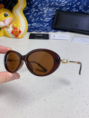 OVAL SUNGLASSES 640342 IN BROWN CLEAR ACETATE METAL FRAME