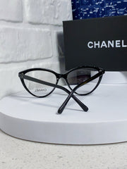 CAT EYE SUNGLASSES CH3393 IN BLACK ACETATE CLEAR LENSES