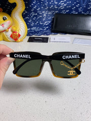 SQUARE SUNGLASSES 641808 IN BLACK OMBRE ORANGE ACETATE GOLD CHAIN