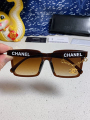 SQUARE SUNGLASSES 641810 IN BROWN ACETATE GOLD CHAIN