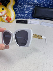 BUTTERFLY SUNGLASSES 641814 IN WHITE ACETATE GOLD METAL LOGO