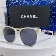 SQUARE SUNGLASSES 632031 IN WHITE ACETATE GOLD METAL