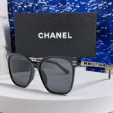 SQUARE SUNGLASSES 632032 IN BLACK ACETATE SILVER METAL
