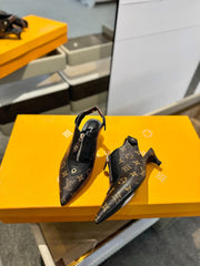 ALLURE HIGH 4.5 CM SLINGBACK IN CHOCOLATE BROWN MONOGRAM CALFSKIN