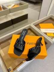 LV X TM 6AM HIGH 4 CM MULE IN BLACK CALFSKIN