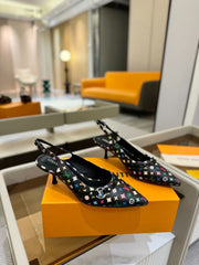 HIGH MULE 4 CM IN BLACK MONOGRAM CALFSKIN