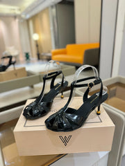 HIGH SANDALS 75 MM IN BLACK PATENT CALFSKIN