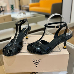 HIGH SANDALS 75 MM IN BLACK PATENT CALFSKIN