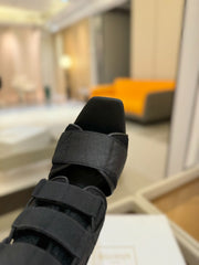 BALMAIN 25S UMA SANDALS 105MM IN BLACK VELCRO AND MESH