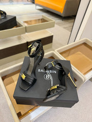 BALMAIN 25S HIGH HEELS 95MM IN BLACK CALFSKIN