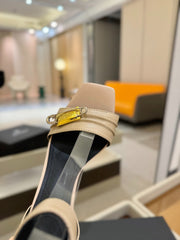 BALMAIN 25S HIGH HEELS 95MM IN BEIGE CALFSKIN