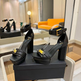 BALMAIN 25S WEDGE HEELS 100MM IN BLACK CALFSKIN