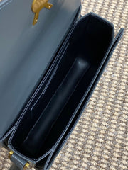 SOLFERINO SMALL SATCHEL 23 IN DARK GREY CALFSKIN GOLD HARDWARE