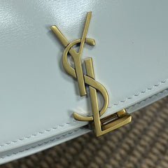 VOLTAIRE HALF-MOON SHOULDER BAG 24 IN WHITE CALFSKIN GOLD METALLIC