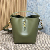LE 37 MEDIUM BUCKET BAG 25 IN AVOCADO GREEN CALFSKIN GOLD HARDWARE
