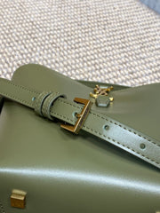 LE 37 SMALL BUCKET BAG 20 IN AVOCADO GREEN CALFSKIN GOLD HARDWARE
