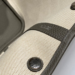 GARDEN PARTY 36 IN IVORY YELLOW BLUE TOILE H CANVAS ETOUPE CALFSKIN EQUESTRIAN HARNESS PRINT